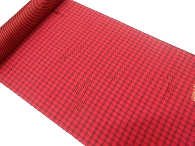 JAPANESE KIMONO / ANTIQUE CHECKERED RYUKYU KASURI PATTERN WEAVE RAIN C